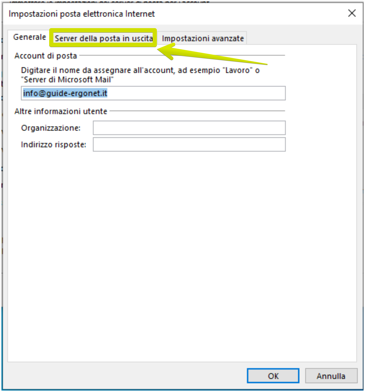 Configurazione IMAP Su Outlook Per Windows