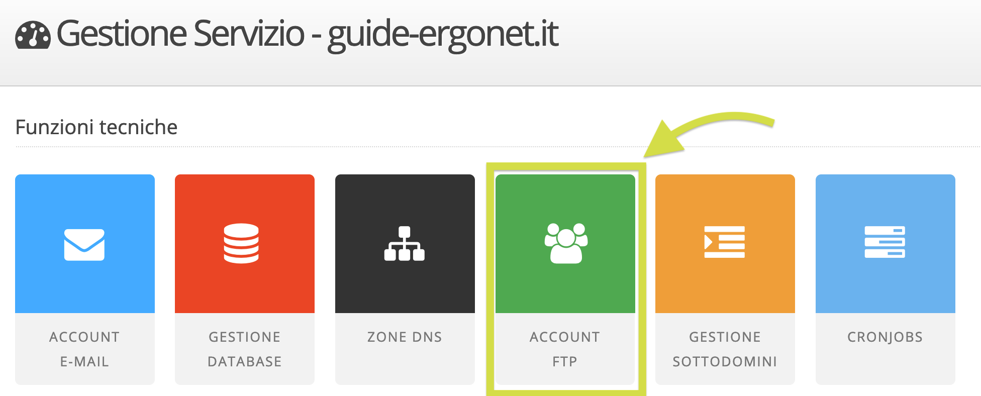 WebPanel Ergonet - Gestione account FTP